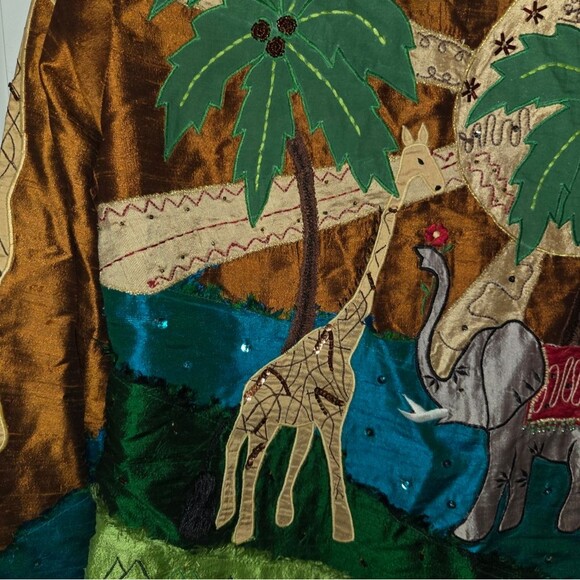 Bleu Bayou Silk Emboridered & Beaded Safari Themed Jacket - Picture 12 of 12